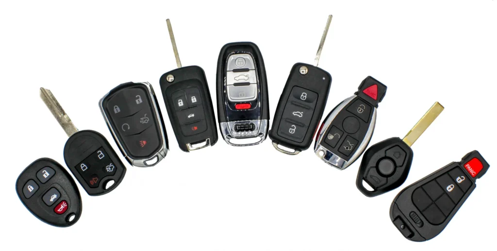 multiple car keys from several brands on display