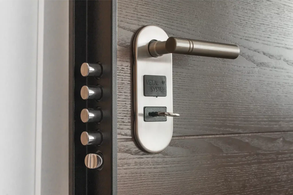 security door lock installed